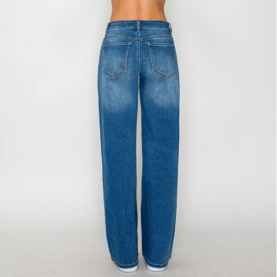 LOW RISE BASIC 22 INCH WIDE LEG JEAN: DARK / 0-1-3-5-7-9-11-13(1-1-2-2-3-2-2-2)