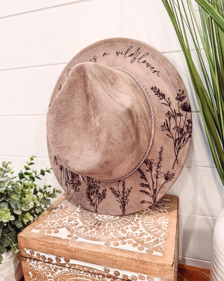 Youth Floral Burned Hat: Dusty Pink