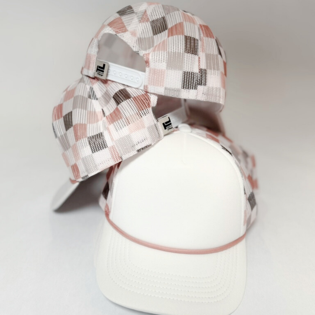 TRUCKER HAT BLANK - Neutral Multicolored Checkered
