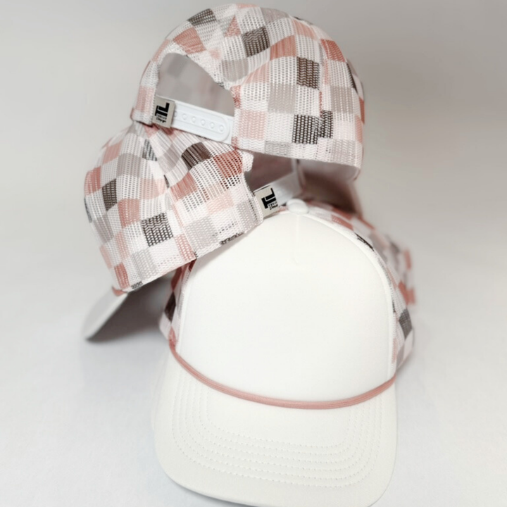 TRUCKER HAT BLANK - Neutral Multicolored Checkered