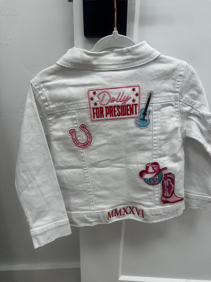 Custom Dolly White Denim Girls Jacket 2T