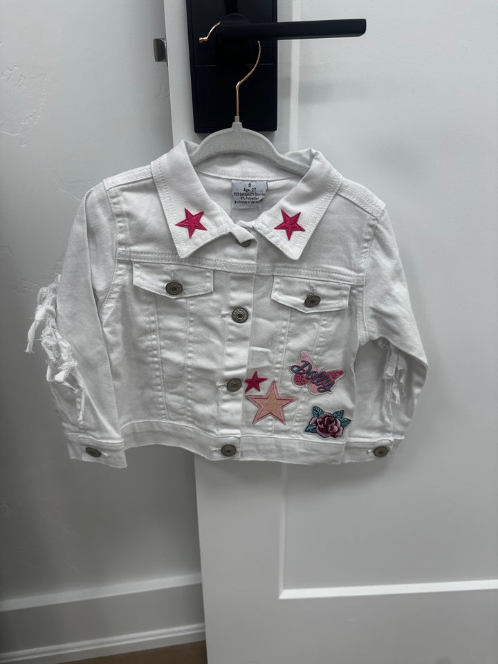 Custom Dolly White Denim Girls Jacket 2T