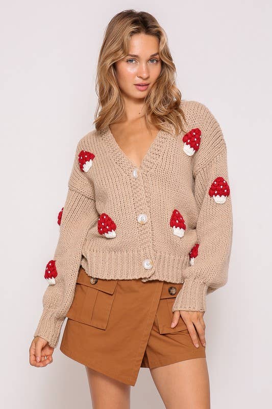 Mushroom Cardigan: TAUPE