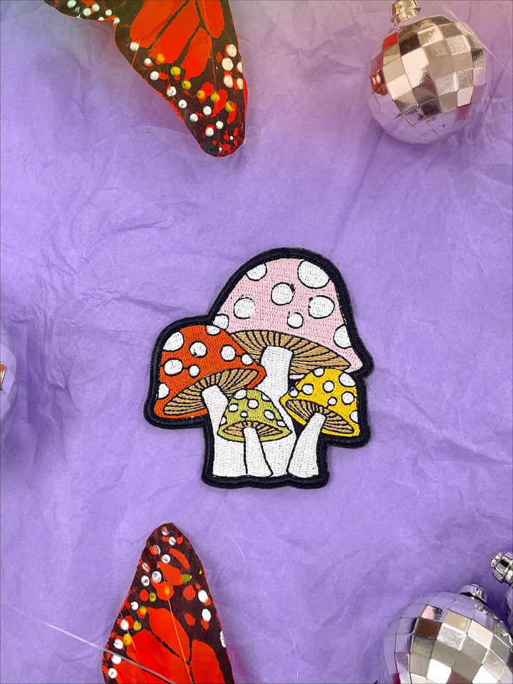 Mushroom Iron-On Embroidered Patch, Cute, Trendy Patches