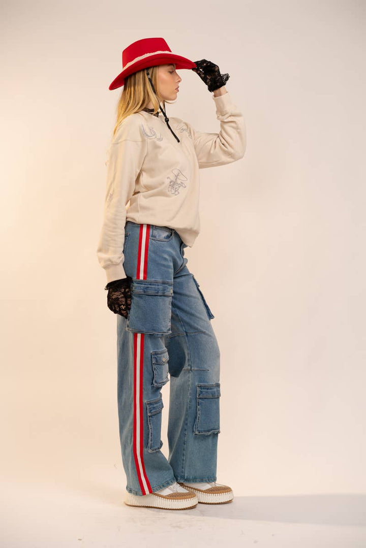 Western Yoke Cowboy Boots Sweatshirt