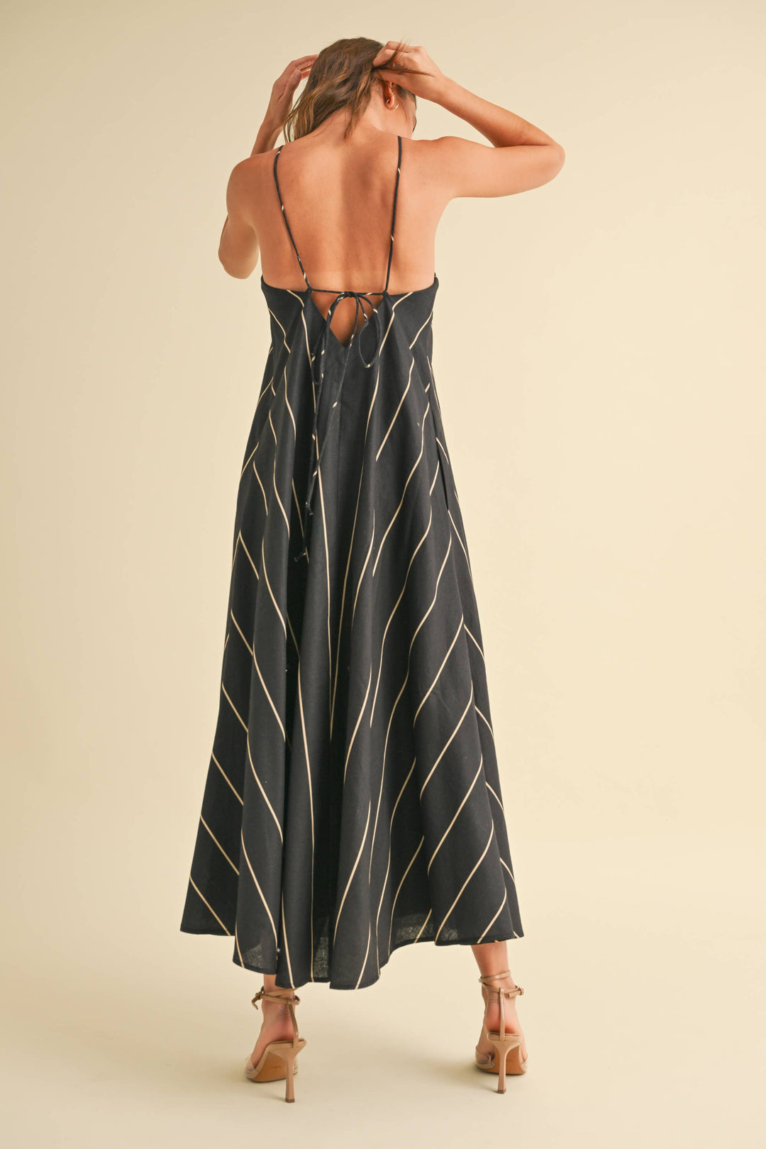 STRIPED PATTERN ASYMMETRICAL DRESS