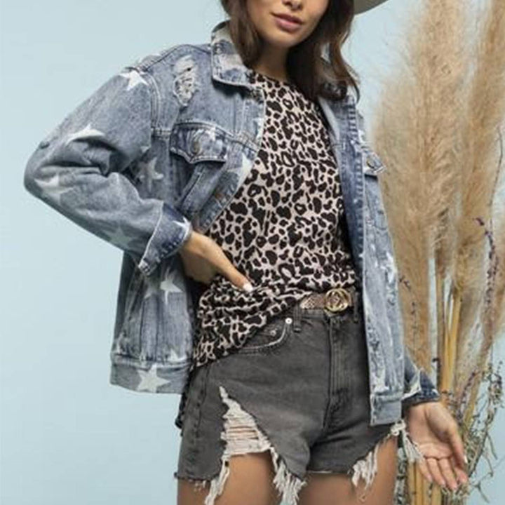Holey Star Loose Denim Jacket