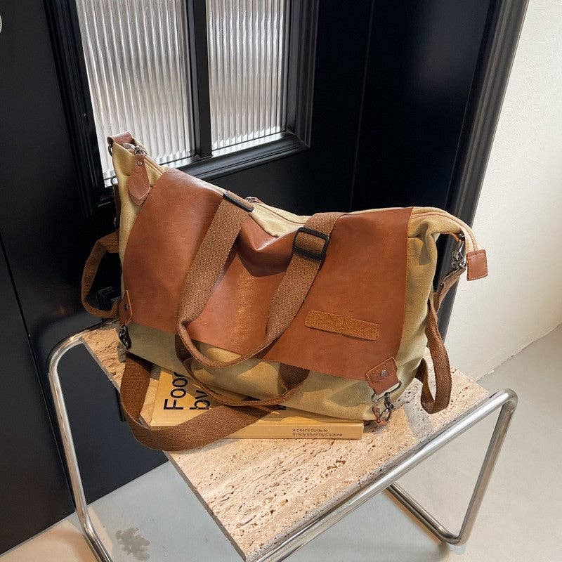 Retro Canvas Patchwork Shoulder Crossbody Bag: GREEN / One_size