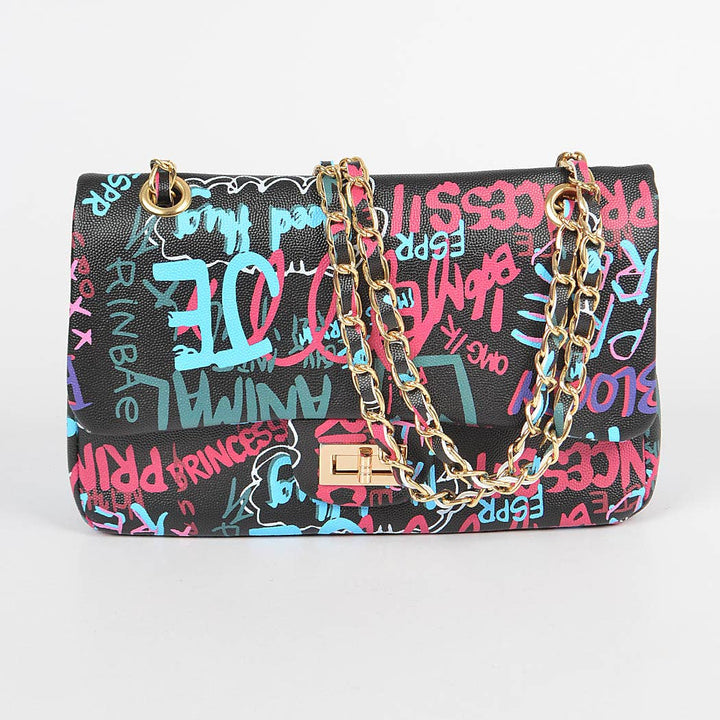 Graffiti Gradiating Clutch: Black
