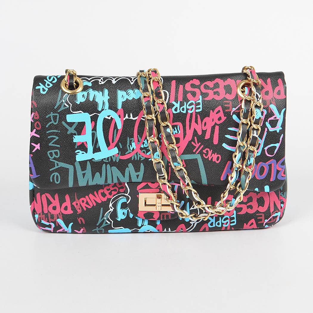 Graffiti Gradiating Clutch: Burgundy