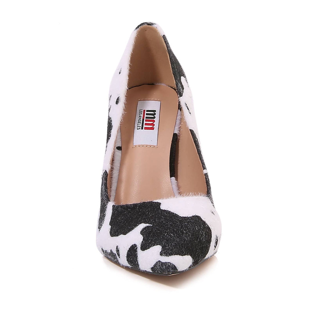 Women Cow Pattern Faux Leather Pointed Toe High Heel Pumps: 7