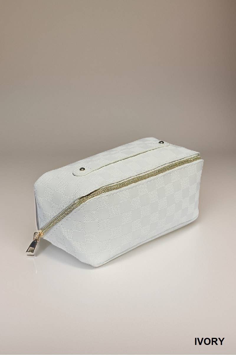 VEGAN LEATHER MAKEUP BAG SOLID BAG: IVORY-167268 / OS