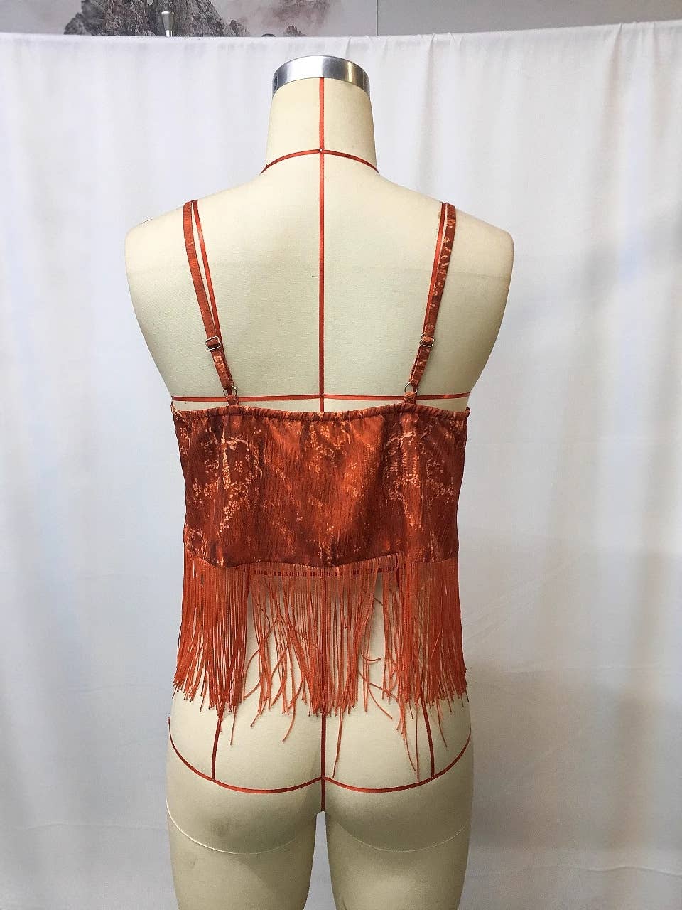 Boho Wild Western tassel cami tank top: Brown / M