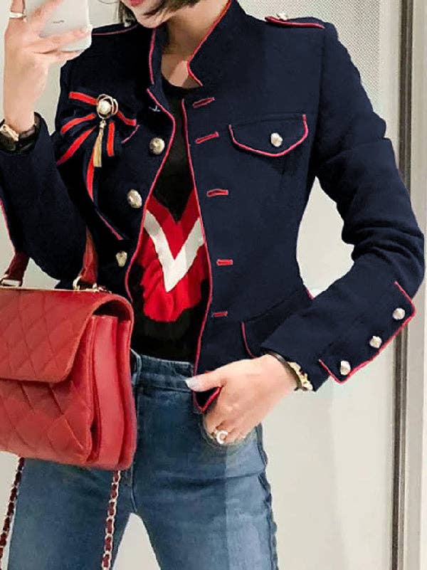 Split-Joint Stand Collar Jacket: BLACK / XL