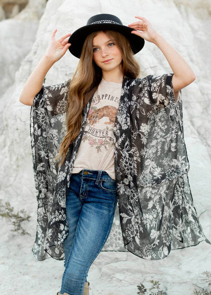 Kid's Avalon Duster in Black Block Print