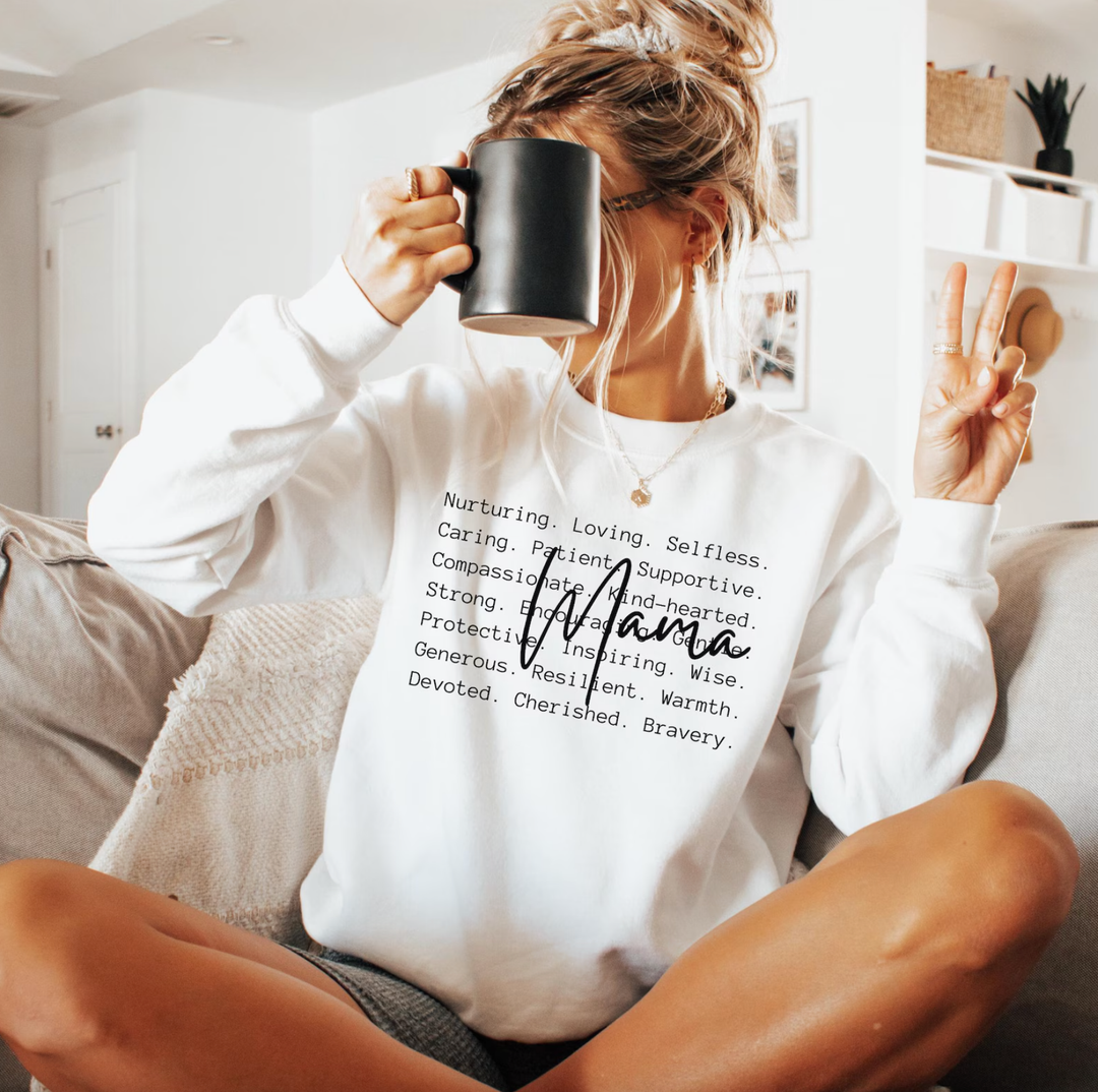 Mama Words Crewneck Sweatshirt : Black / X-Large