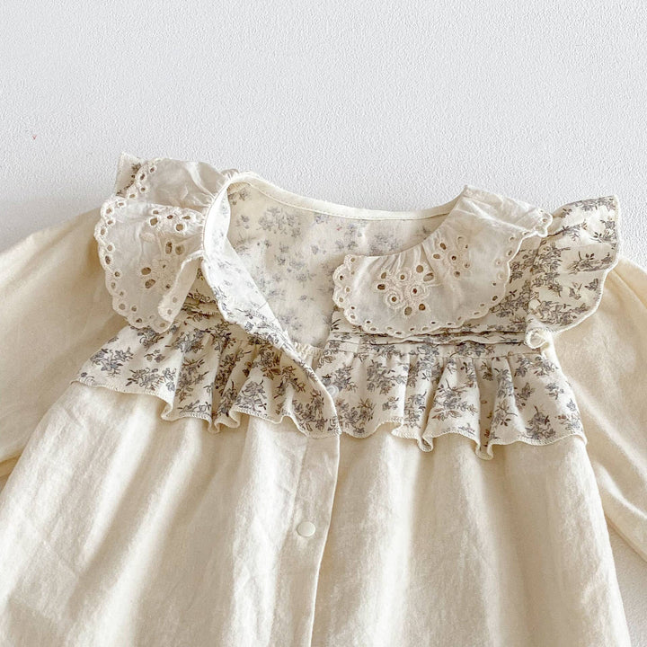 Baby Floral Ruffle Eyelet Lace Jumpsuit Romper