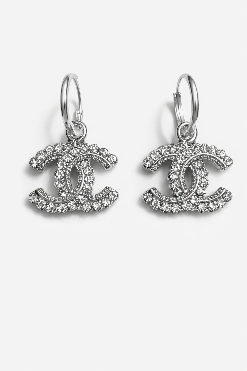 CC Silver Hoop Earrings
