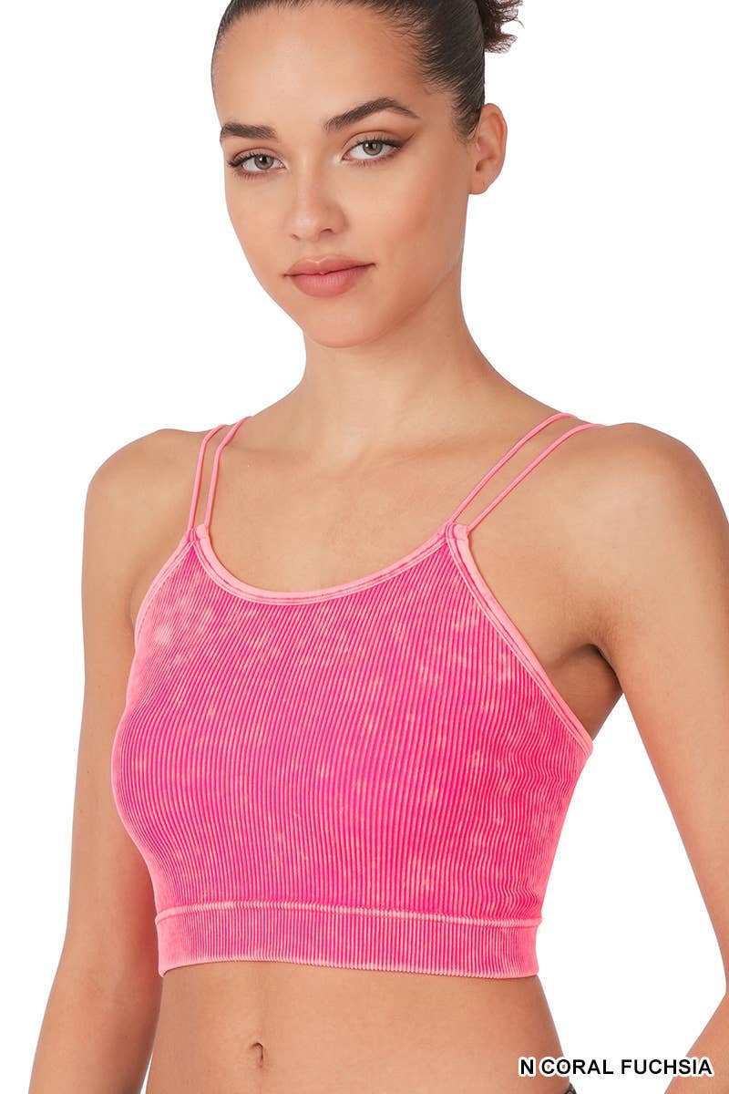Washed Ribbed Seamless Double Strap Brami