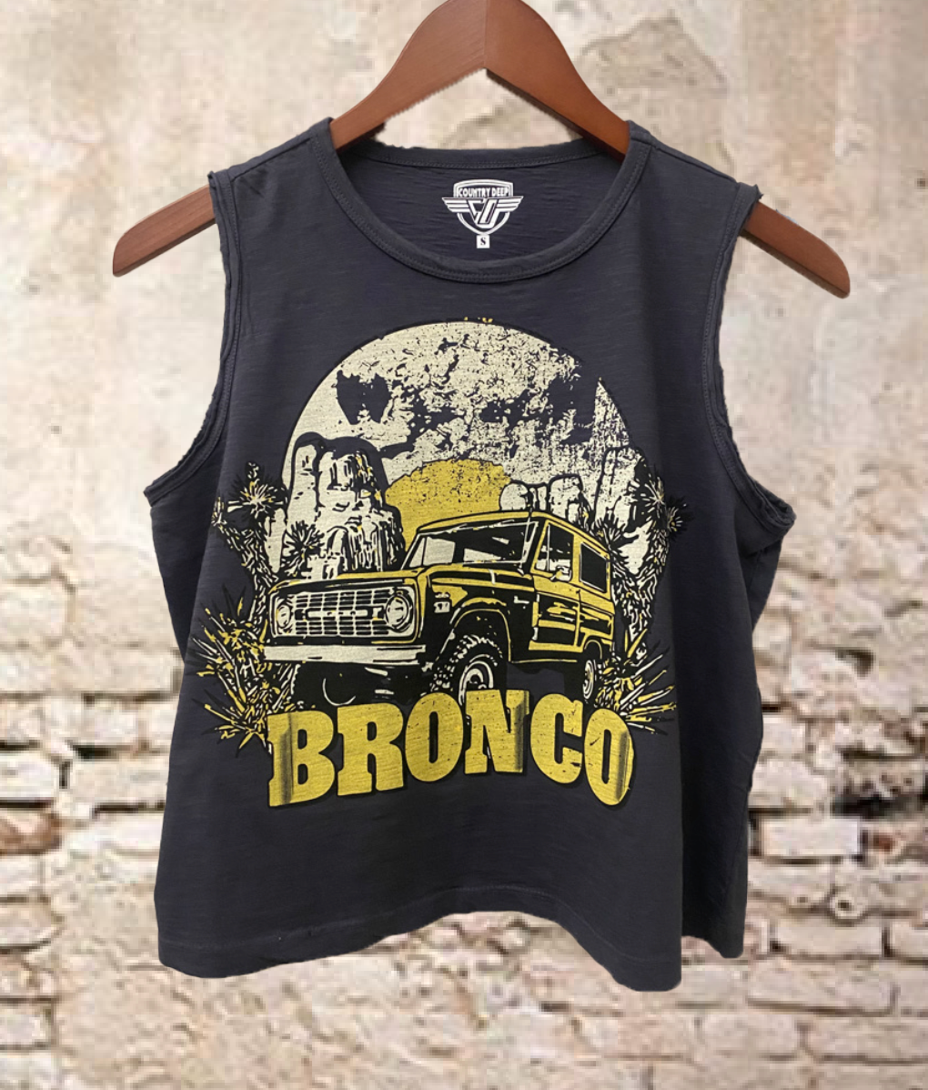 Bronco vintage Muscle Crop Tee: Vintage Black