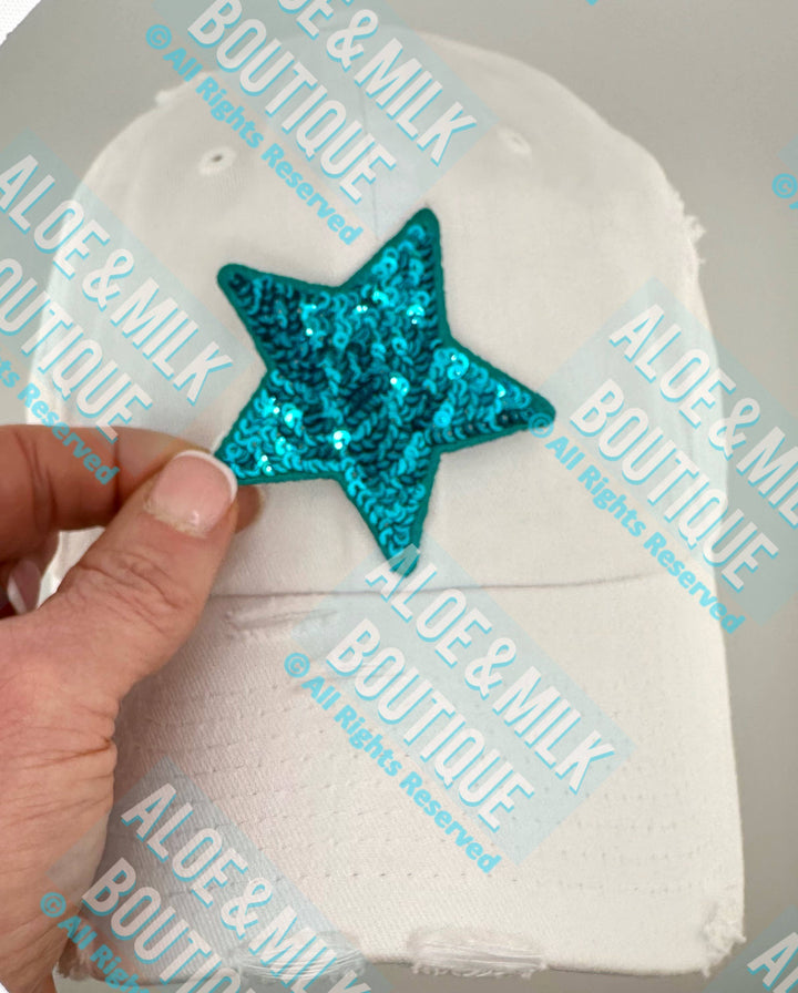 New Sequin Star Small, sequin star patch, cheer patch: Black