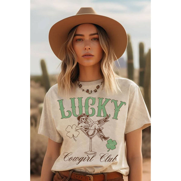LUCKY COWGIRL CLUB MINERAL GRAPHIC TOP: Mineral Sage / S-M-L-XL(1-2-2-1)