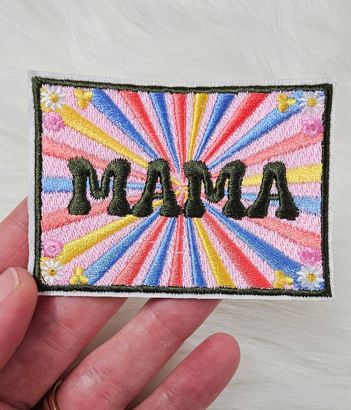 Retro Mama Floral Patch, Mama's Bestie Patch, Mommy and Me Embroidery On Patches: MAMA