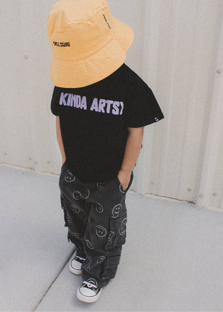 Smiley Face Baggy Jeans Black: 2T