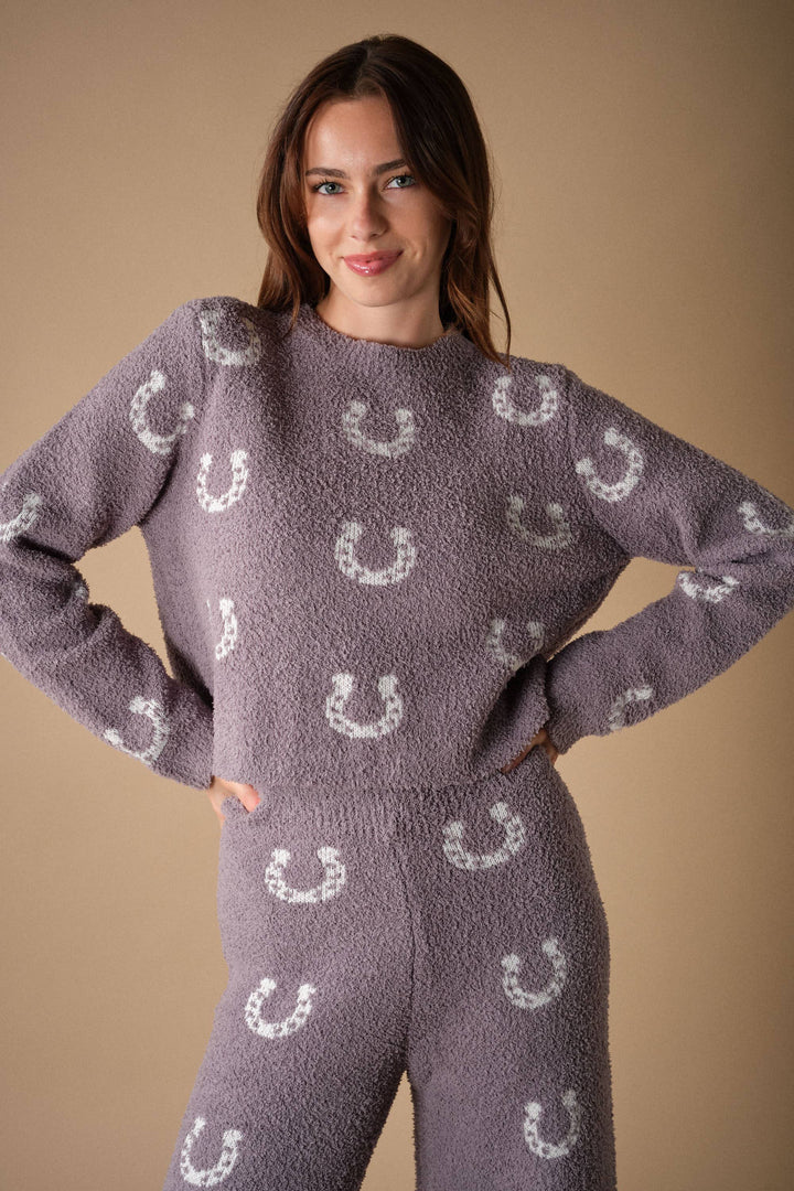 Cozy Horseshoe Knit Pants Set