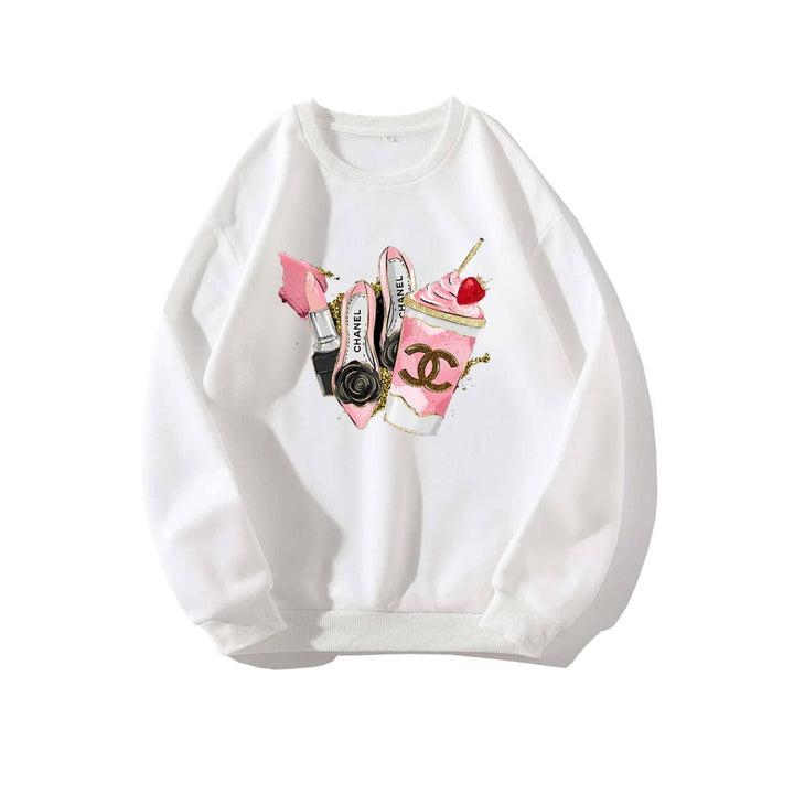 HUC-L4643 FASHION SHOSE GRAPHIC SWEATSHIRT: BLACK / L