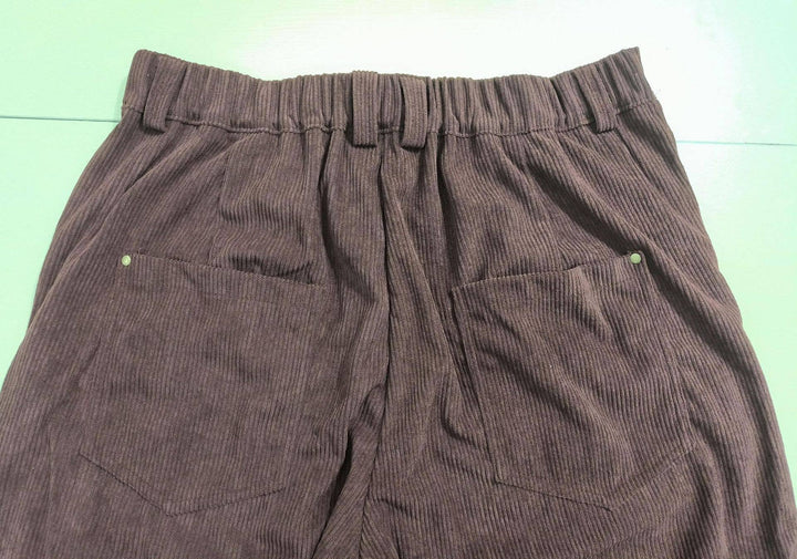 Western Ankle length corduroy barrel pants: Charcoal / S