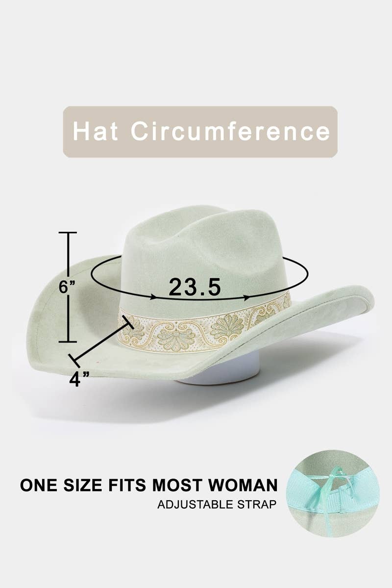 Western Intricate Border Pattern Band Cowboy Hat: BK