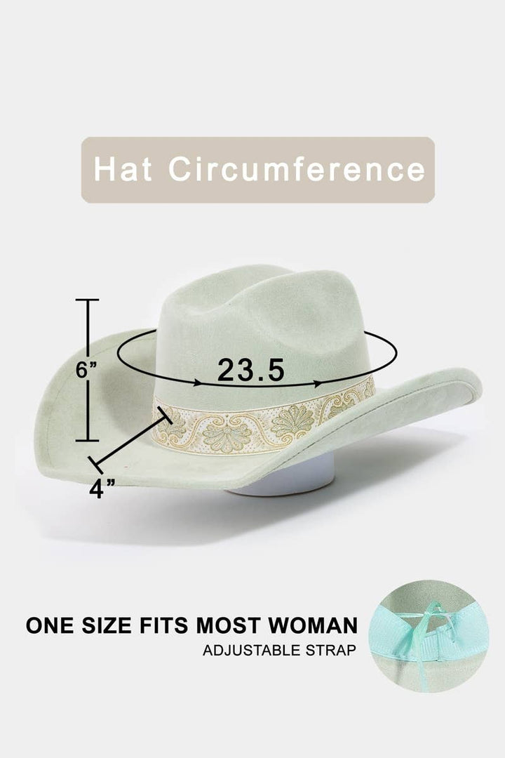 Western Intricate Border Pattern Band Cowboy Hat: BK