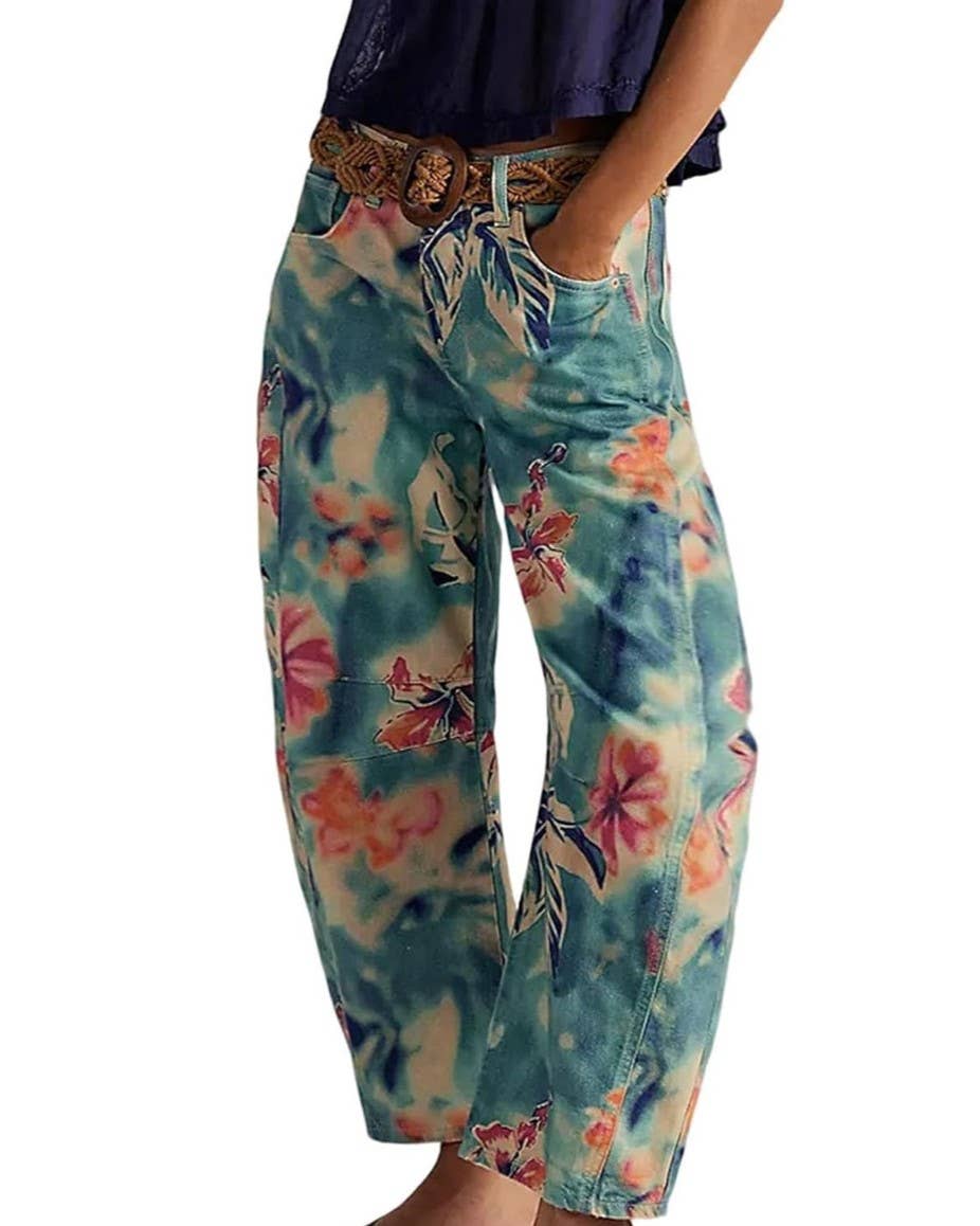 Y2k Western Vintage Paisley Printed Jeans: Python / S