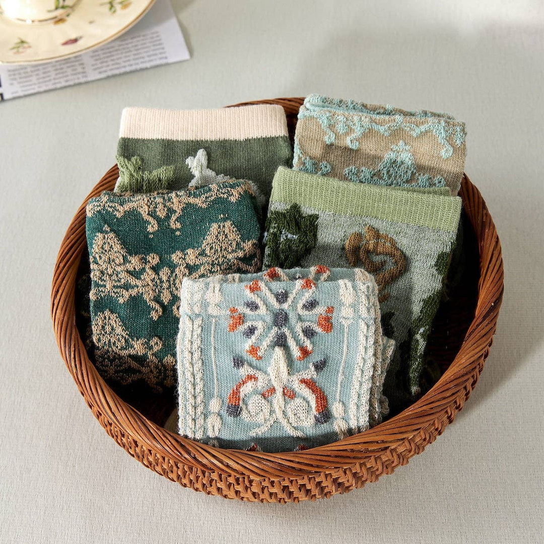 Rufia - Retro Embossed Women's Socks: 5 / One Size