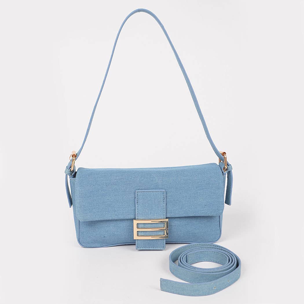 Women's Denim Metal Buckle Clutch Bag: LBL