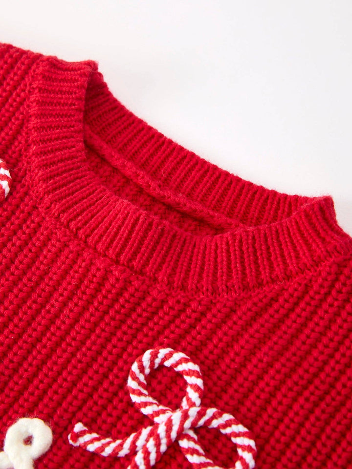Mom and Me Winter Christmas Red "merry" Pullover Sweater:Kids