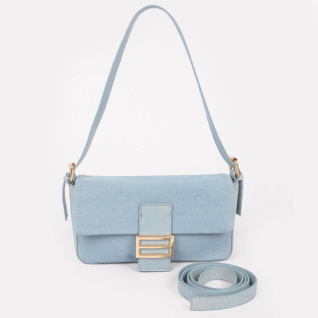 Women's Denim Metal Buckle Clutch Bag: MBL