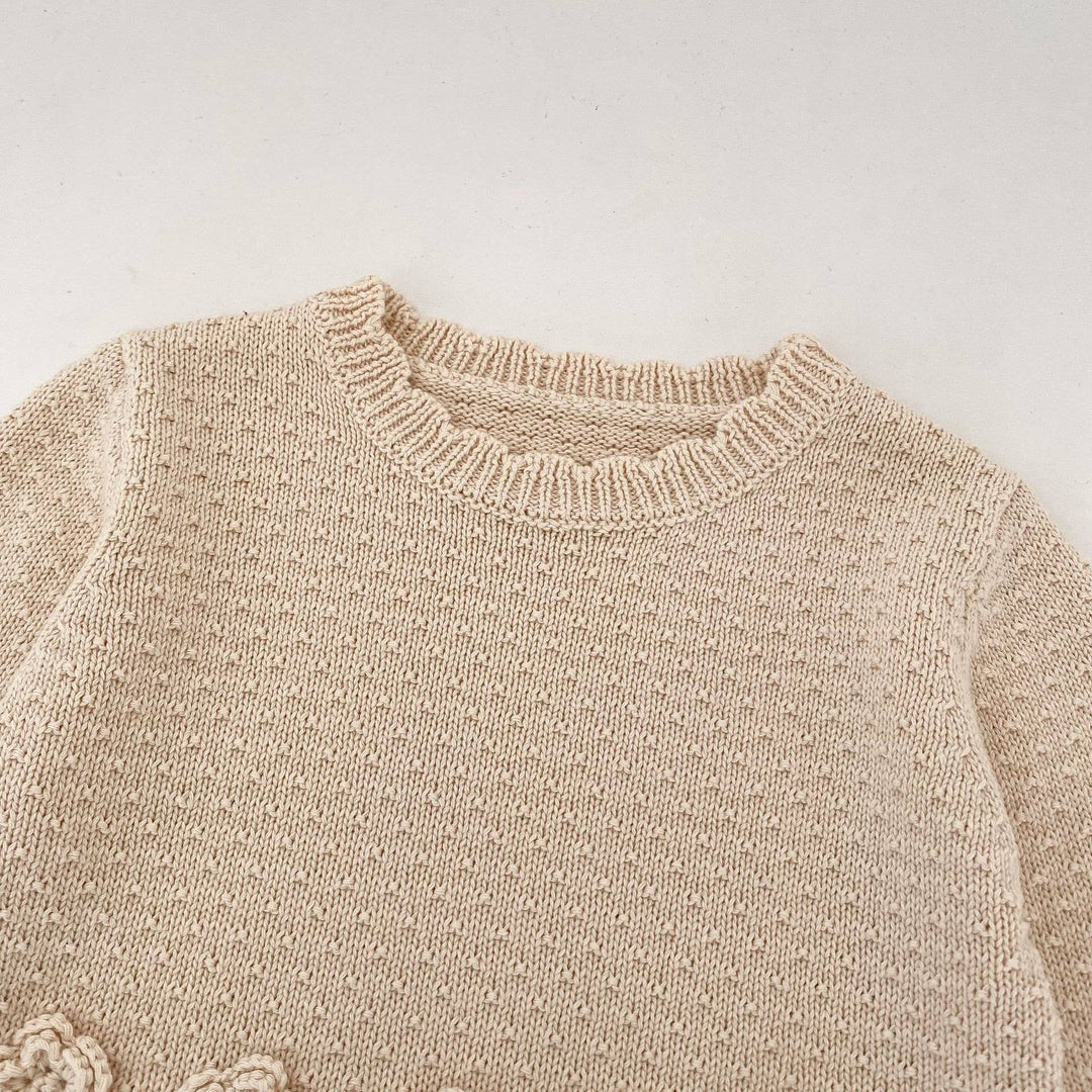 Baby Floral Knit Sweater with Ruffle Hem