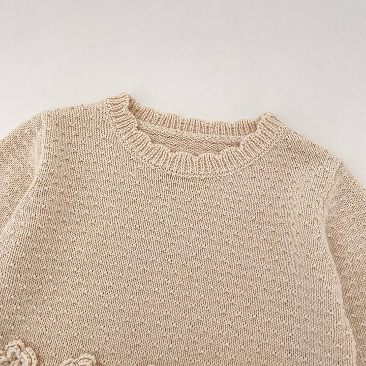 Baby Floral Knit Sweater with Ruffle Hem