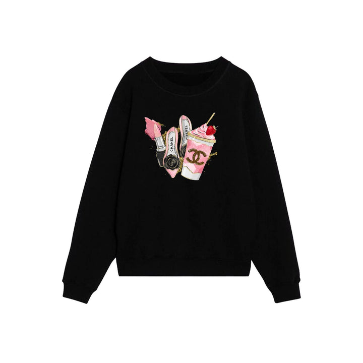 HUC-L4643 FASHION SHOSE GRAPHIC SWEATSHIRT: BLACK / L