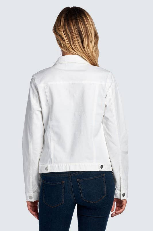 Ladies Denim Jacket: White / M / LDJ-001-white