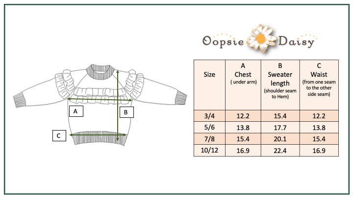 Kids Chocolate Double Ruffle Crew Neck Fall Winter Sweater: 3/4