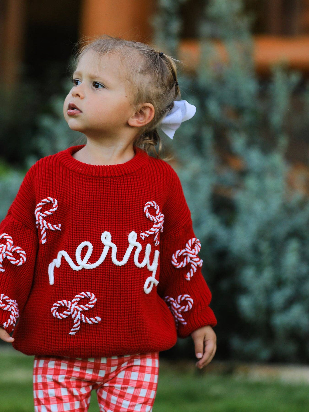 Mom and Me Winter Christmas Red "merry" Pullover Sweater:Kids