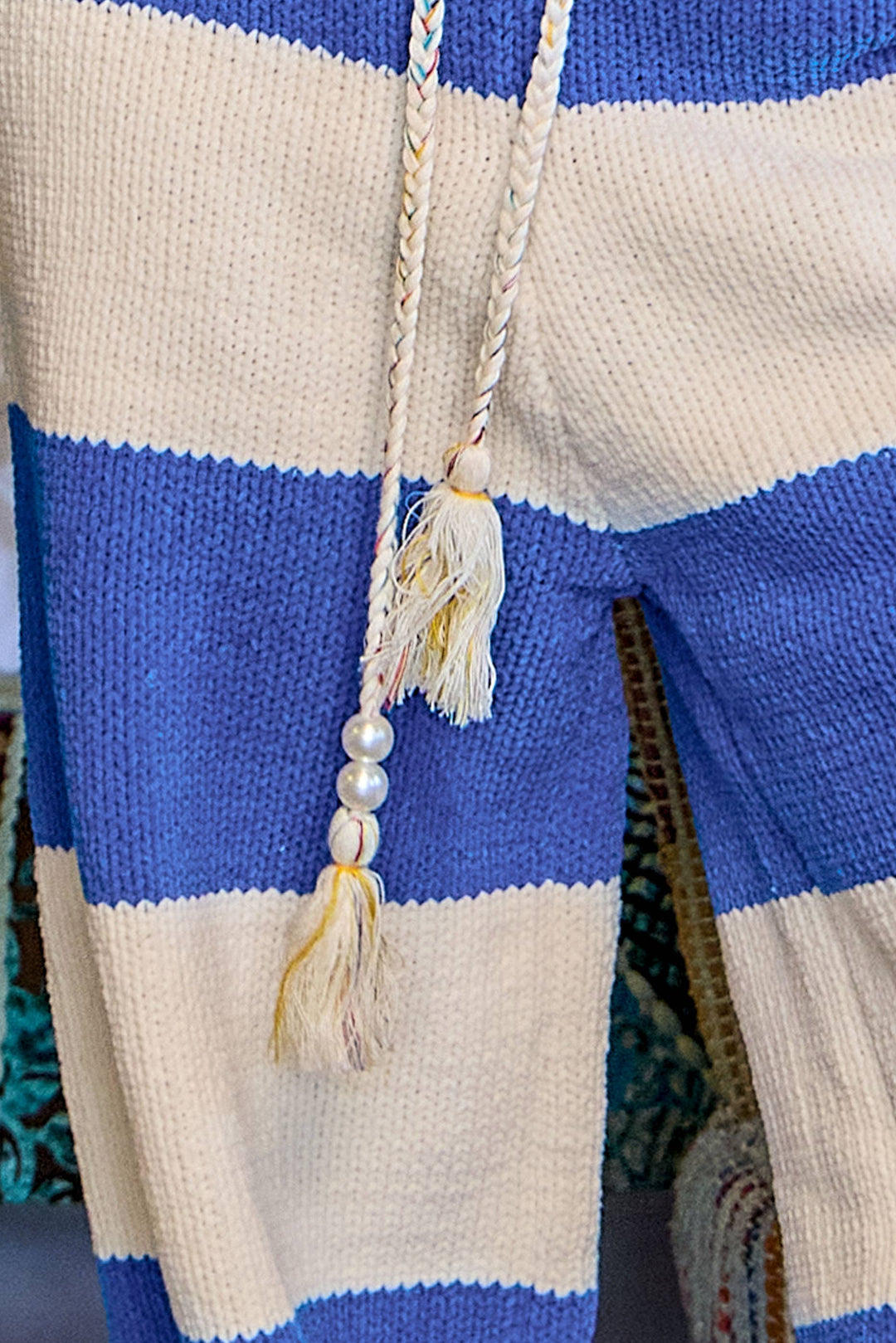 Bohemian Stripe Wide Leg Pull On Cozy Chenille Knit Pants