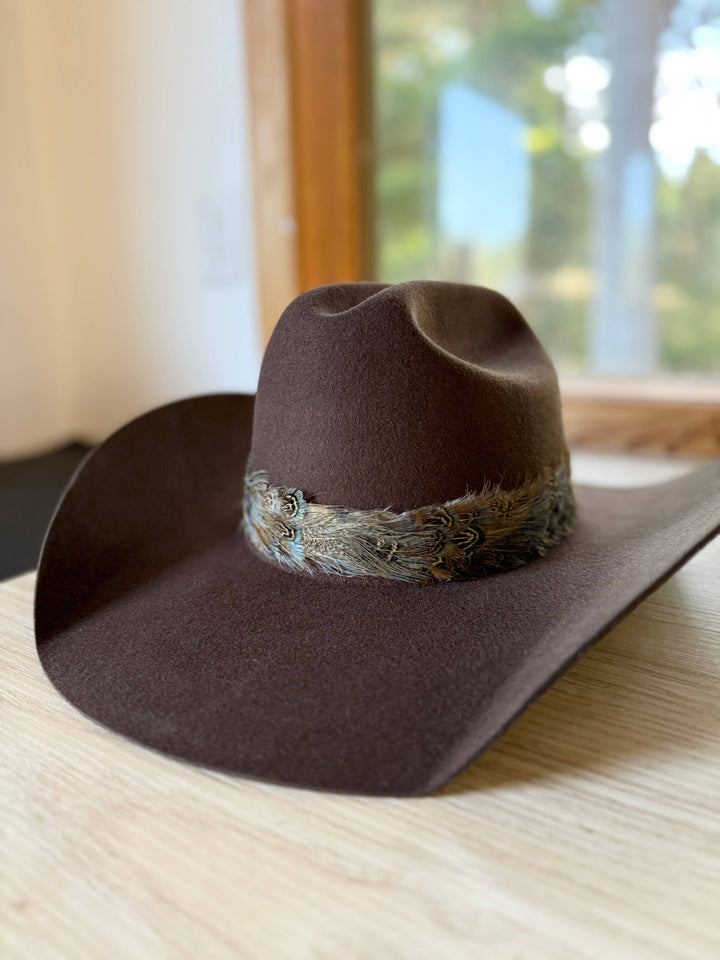 Feather Hat Band: Cream/Brown