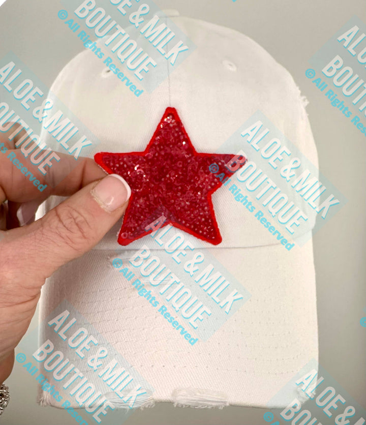 New Sequin Star Small, sequin star patch, cheer patch: White