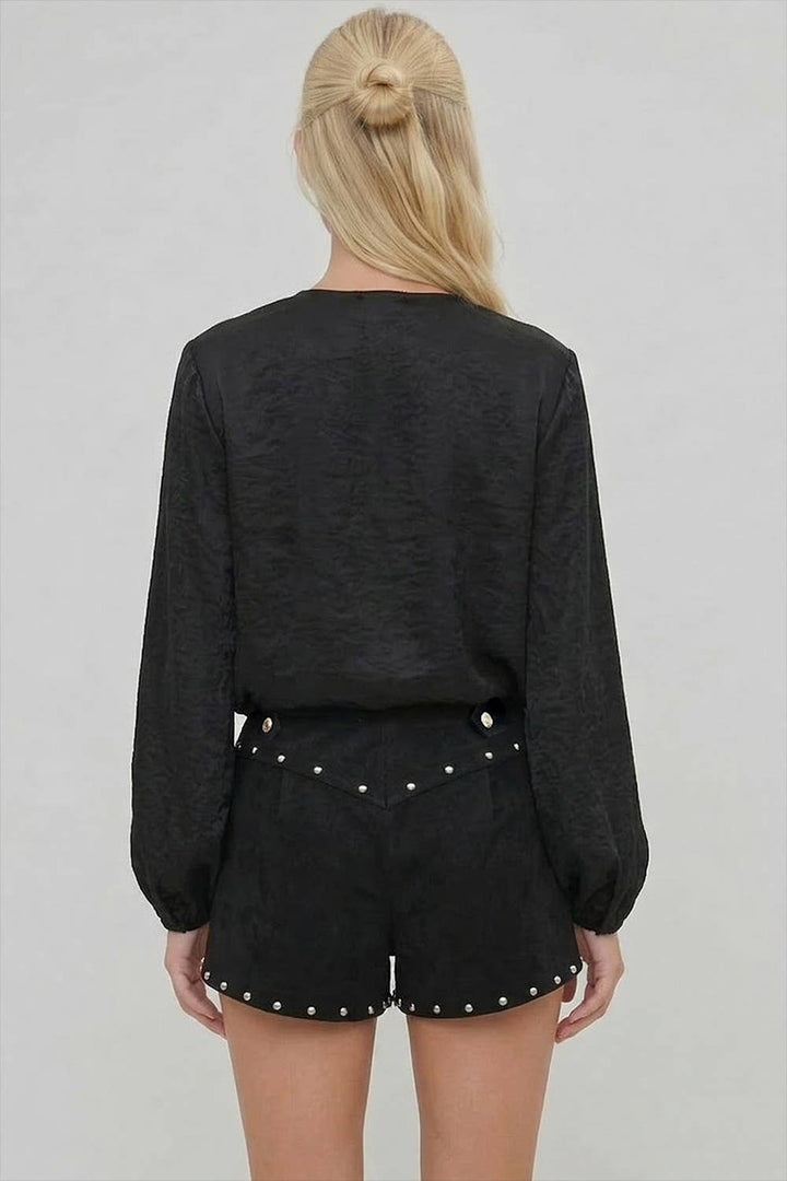 HEAVY WEIGHT STUDDED FAUX SUEDE SHORTS