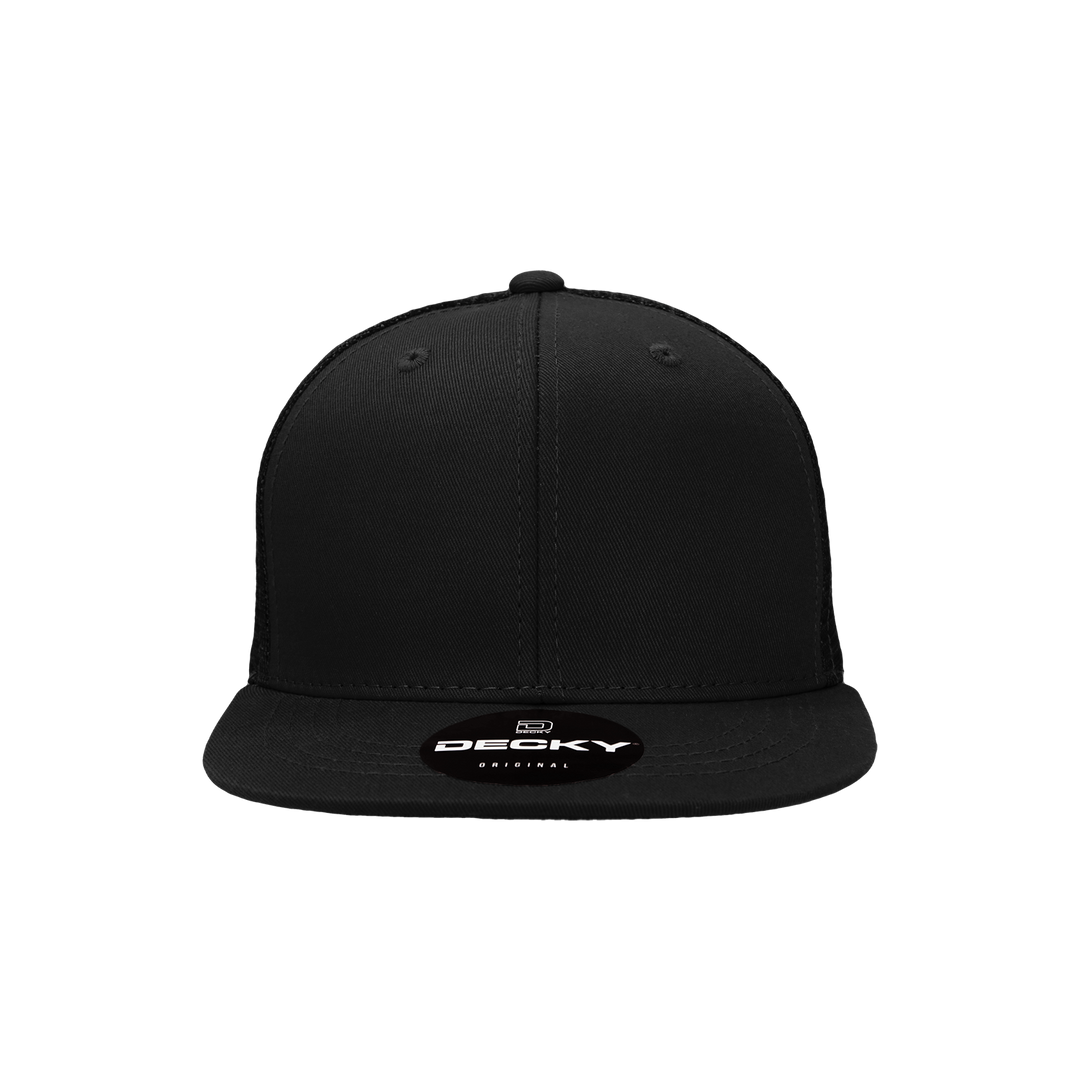 Decky 5010 - Kids Youth Trucker Hat, Flat Bill Snapback - 50: Black