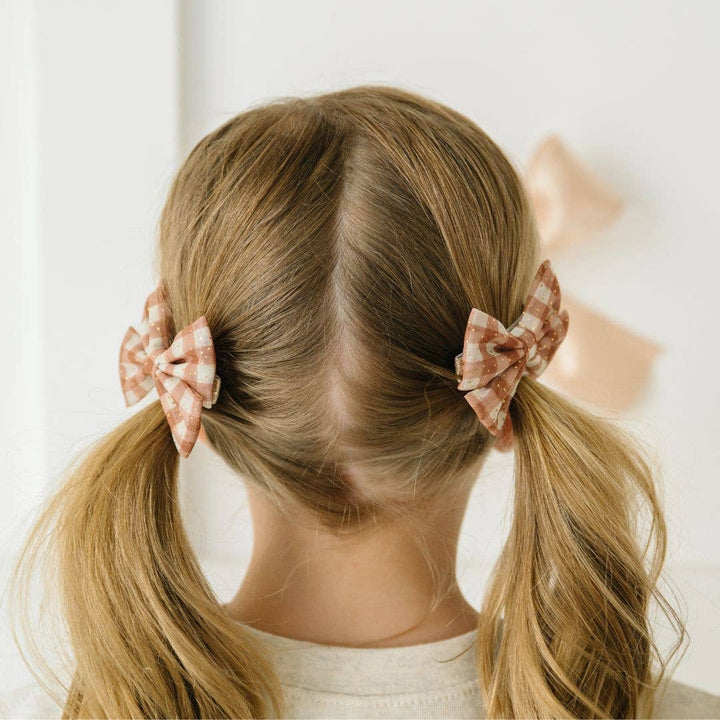 Gingham Printed Tulle Bow Clip Set - Hair Bows - Accessories